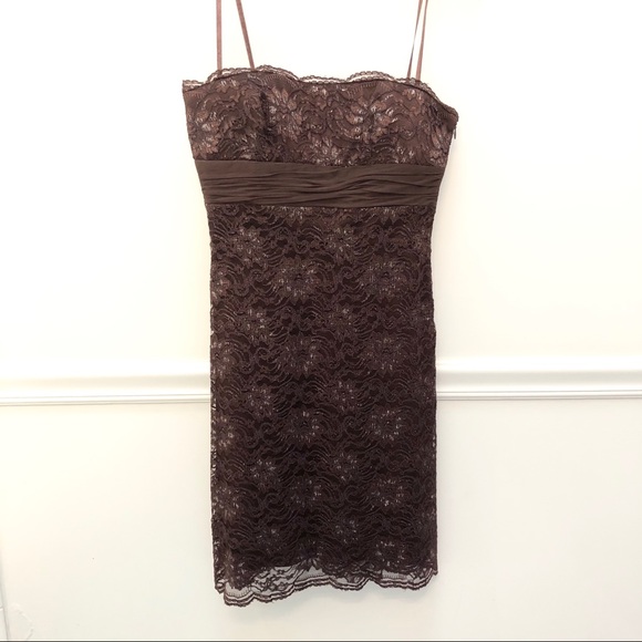 BCBGMaxAzria Brown Lace Cocktail Dress - Picture 8 of 8